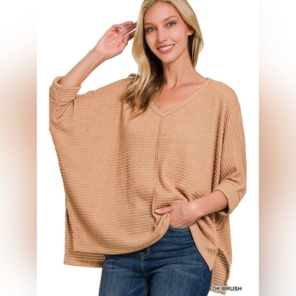 NWT Farmhouse Poncho-Style Textured Womens Top - Picture 2 of 3